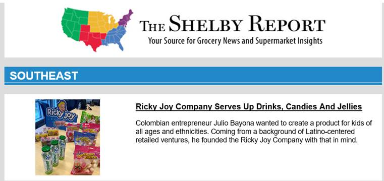 The Shelby Report - Ricky Joy Company Serves Up Drinks, Candies And Jellies
