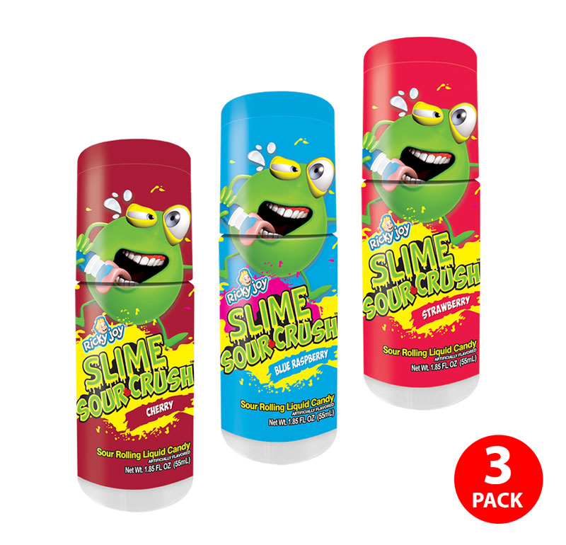Sour Candy Slime Licker - Sour Rolling Liquid Candy - 3-Pack of Strawberry  Fl